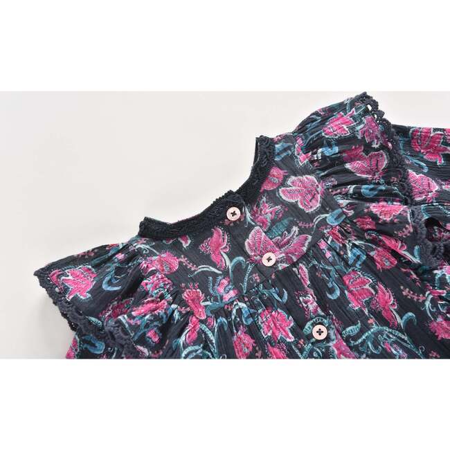 Celia Charcoal Wild Flowers Blouse, Multicolored - Blouses - 7