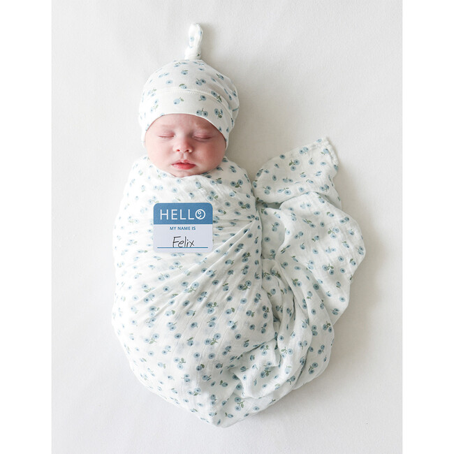 Hello World Hat & Swaddle Set, Blueberries - Blankets - 3