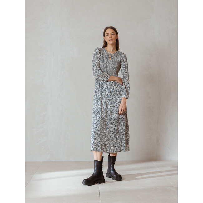 Women's Donna Flower Dress, Blue - Dresses - 2