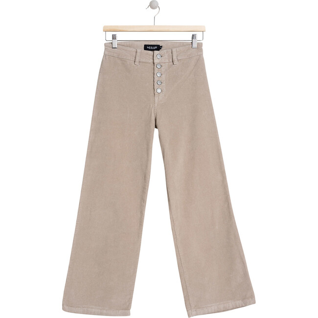 Women's Corduroy Crop Trousers, Beige - Pants - 1