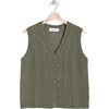 Women's Cable Mohair Waistcoat, Green - Coats - 1 - thumbnail