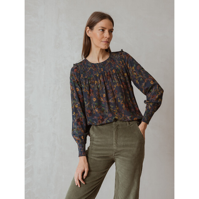 Women's Floral Julia Blouse, Navy - Blouses - 3