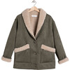Women's Short Shearling Coat, Green - Coats - 1 - thumbnail