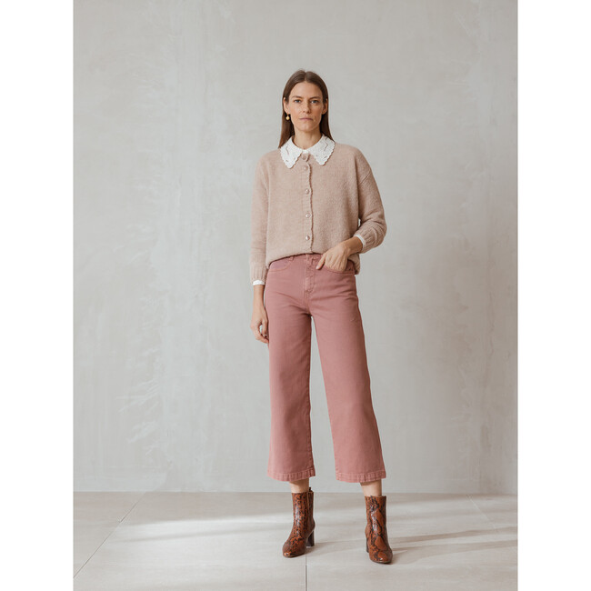 Women's Short Alpaca Cardigan, Natural - Cardigans - 3