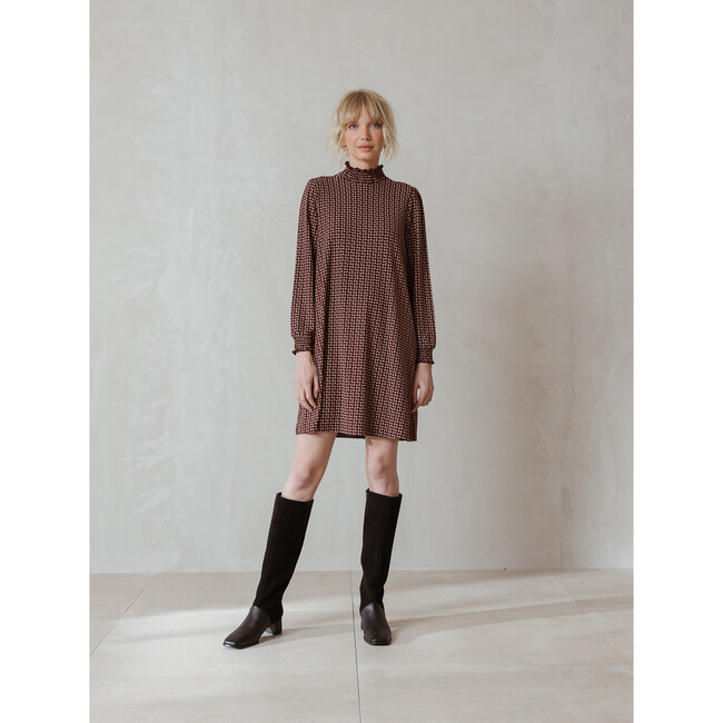 Women's Retro Mini Dress, Burgundy - Dresses - 4