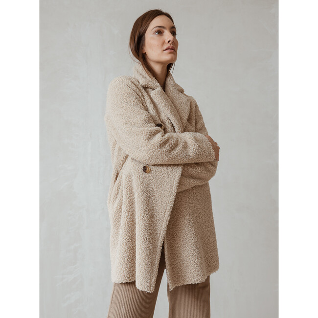 Women's Classic Shearling Coat, Beige - Coats - 4