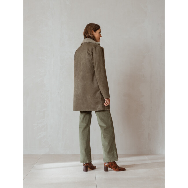 Women's Classic Shearling Coat, Green - Coats - 6