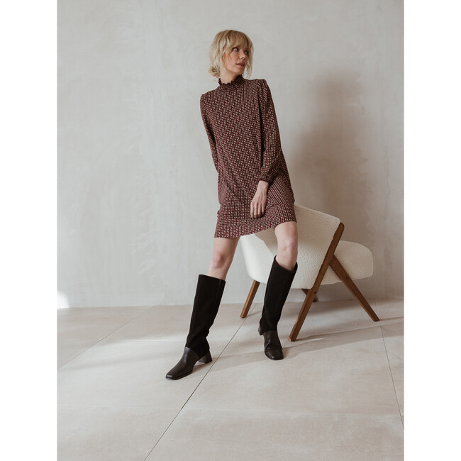 Women's Retro Mini Dress, Burgundy - Dresses - 5