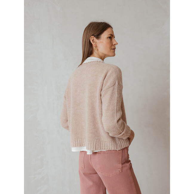 Women's Short Alpaca Cardigan, Natural - Cardigans - 5