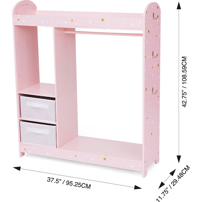 Fantasy Fields by Teamson Kids - Fashion Twinkle Star Prints Jasmine Toy Dress Up Unit Kids Furniture - Pink - Woodens - 4