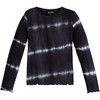 Delilah Long Sleeve Tee, Blue Tie Dye - T-Shirts - 1 - thumbnail