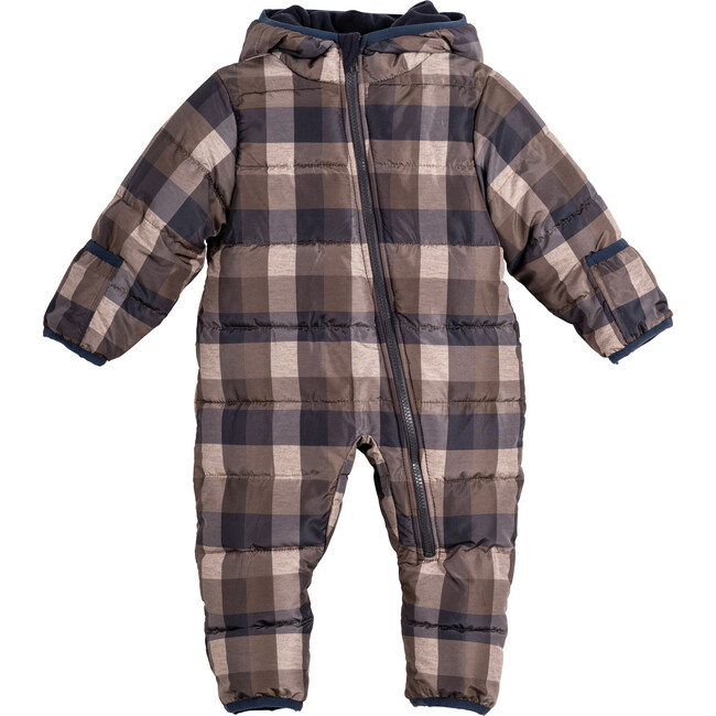 Baby Lou Puffer One Piece, Blue & Navy Plaid - One Pieces - 1