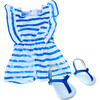 Sophia's by Teamson Kids - 18'' Doll - Stripe Romper & Thong Flip Flop, Blue - Doll Accessories - 1 - thumbnail