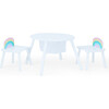 Fantasy Fields by Teamson Kids - Rainbow Fishnet Play Table & Chairs Kids Furniture, White - Play Tables - 1 - thumbnail