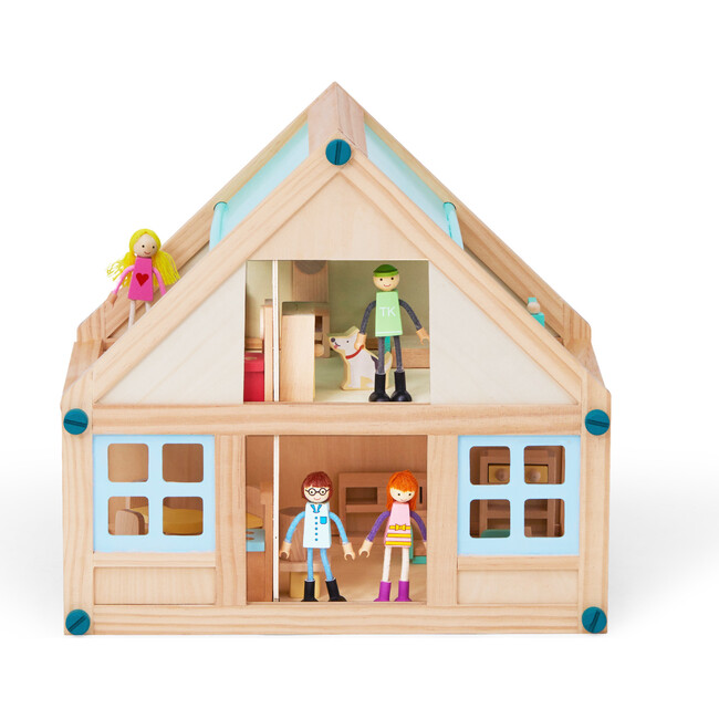 Olivia's Little World by Teamson Kids - Moose Lodge Cabin 3.5" Doll House, Sea Green - Dollhouses - 1