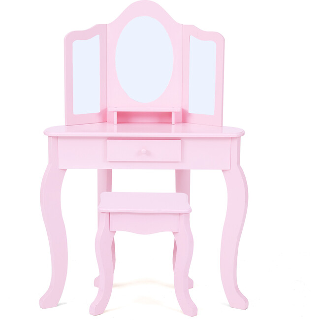 Fantasy Fields by Teamson Kids - Little Lady Alessandra Medium Corner Play Vanity, Pink - Play Tables - 1