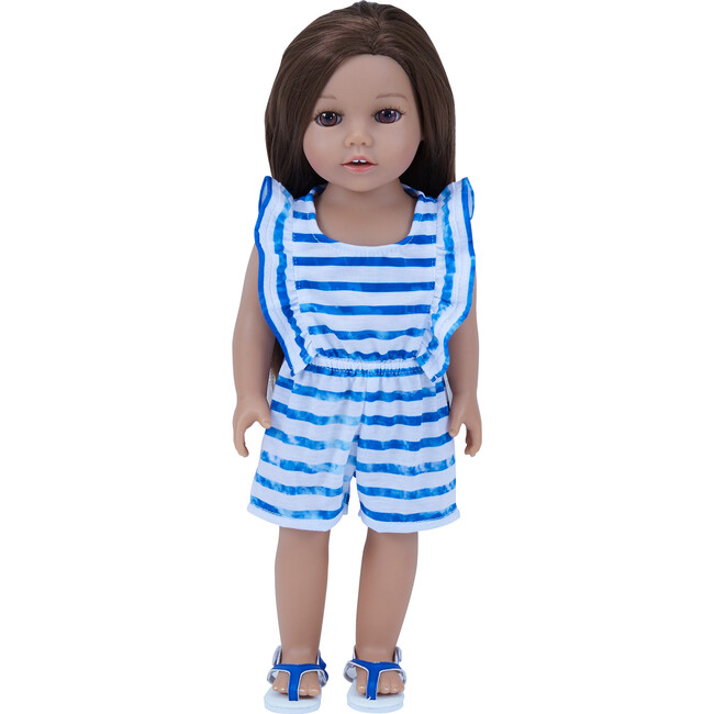 Sophia's by Teamson Kids - 18'' Doll - Stripe Romper & Thong Flip Flop, Blue