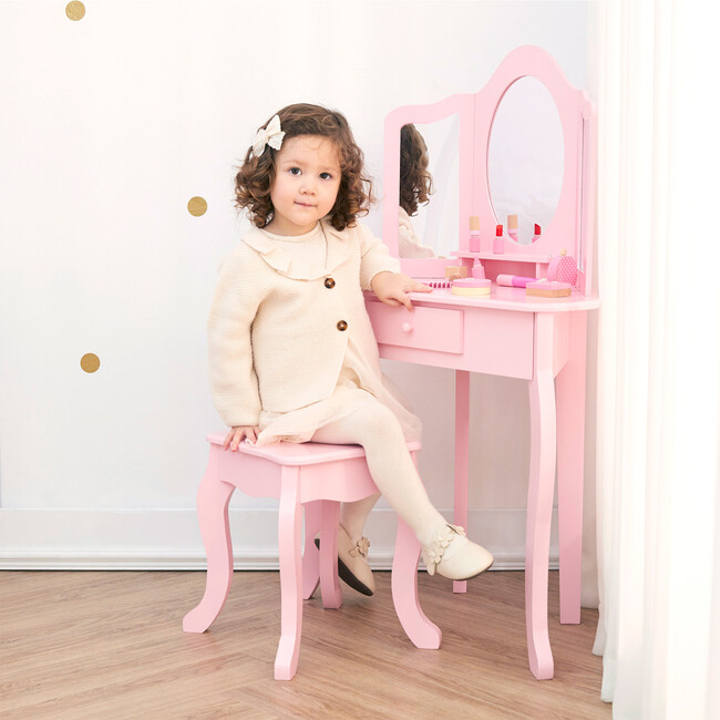 Fantasy Fields by Teamson Kids - Little Lady Alessandra Medium Corner Play Vanity, Pink