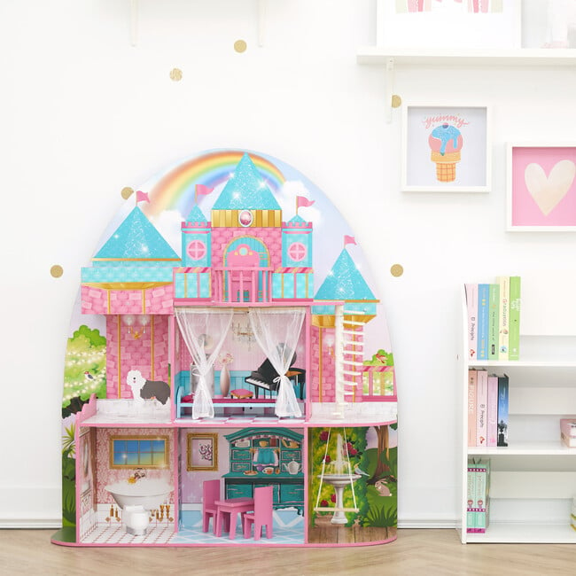 Olivia's Little World by Teamson Kids - Princess Castle 12" Doll House, Pink - Dollhouses - 3