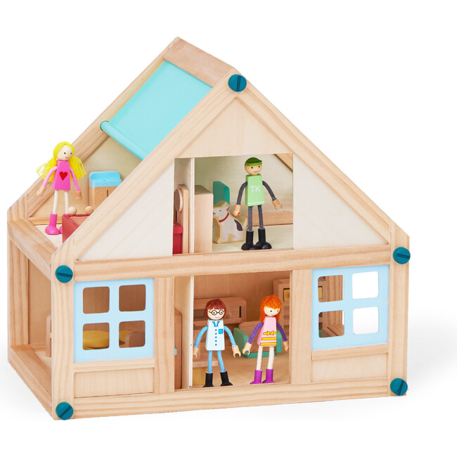 Olivia's Little World by Teamson Kids - Moose Lodge Cabin 3.5" Doll House, Sea Green - Dollhouses - 7