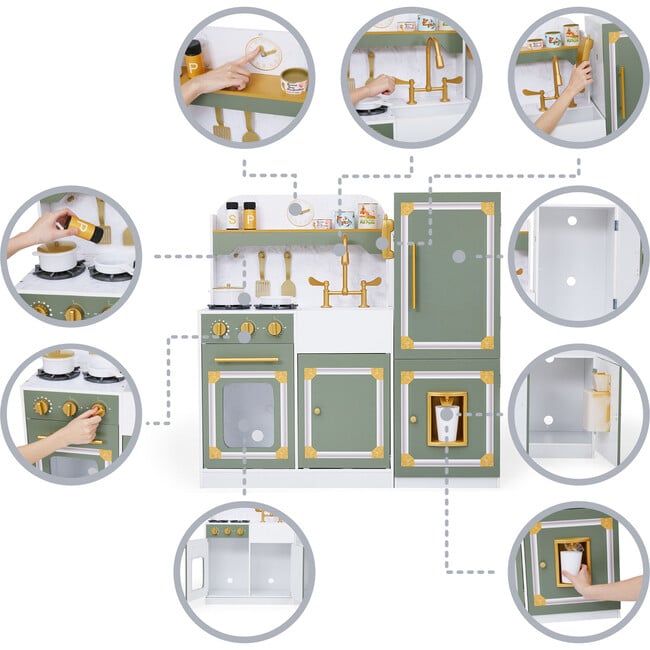 Versailles Deluxe Classic Play Kitchen, Olive green - Play Kitchens - 5
