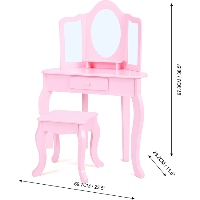 Fantasy Fields by Teamson Kids - Little Lady Alessandra Medium Corner Play Vanity, Pink - Play Tables - 4