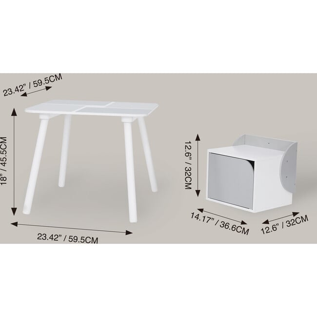 Fantasy Fields by Teamson Kids - Biscay Bricks Table & Chairs Kids Furniture, Grey - Play Tables - 4