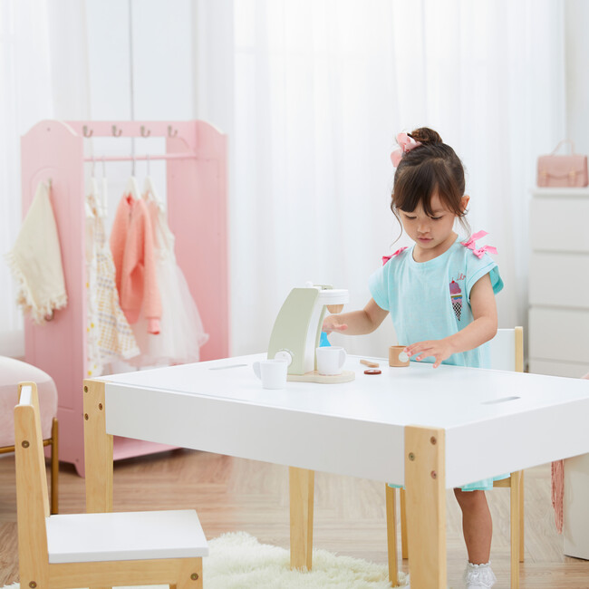 Fantasy Fields by Teamson Kids -  Play table & Chairs 3 pcs set with storage and 2 way table top, White - Play Tables - 4