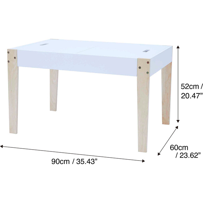 Fantasy Fields by Teamson Kids -  Play table & Chairs 3 pcs set with storage and 2 way table top, White - Play Tables - 6