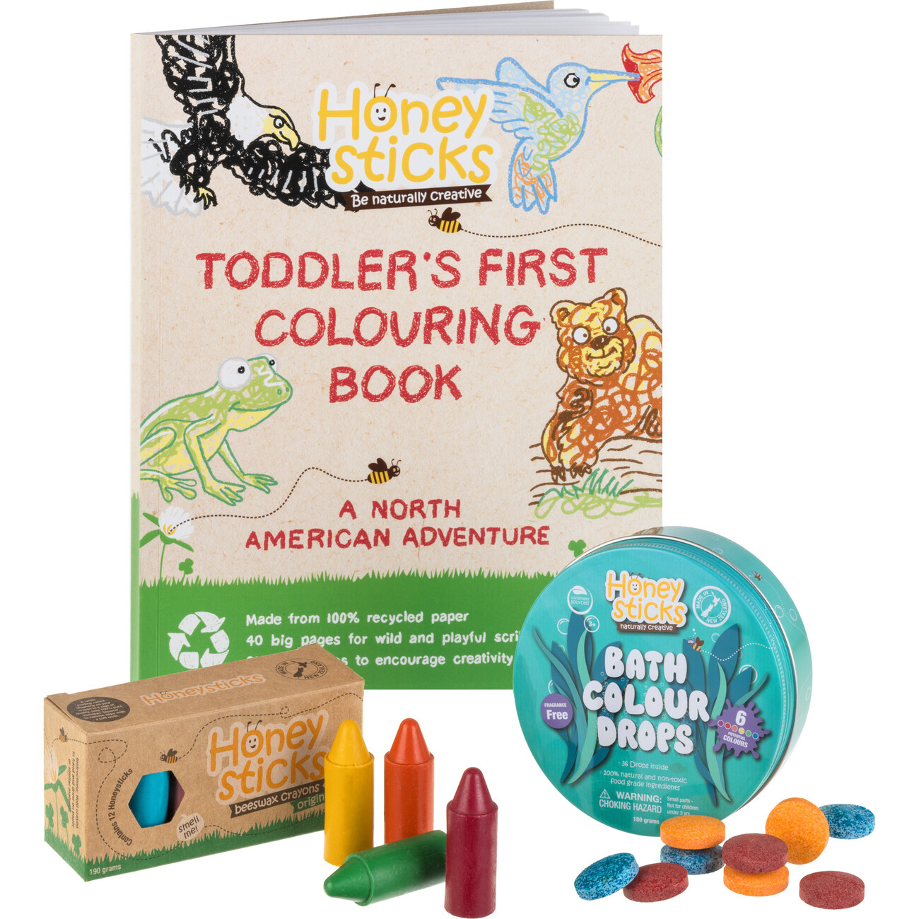 Honeysticks 100% Pure Beeswax Crayons Natural, Non Toxic, Safe