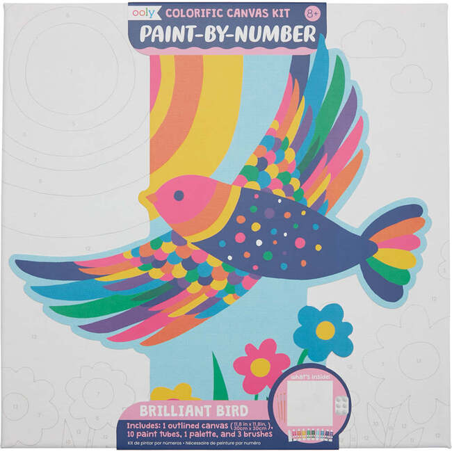 Colorific Canvas Paint By Number Kit: Brilliant Bird - 15 PC Set - Arts & Crafts - 1