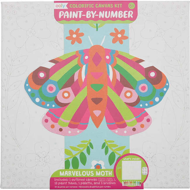 Colorific Canvas Paint By Number Kit: Marvelous Moth - 15 PC Set