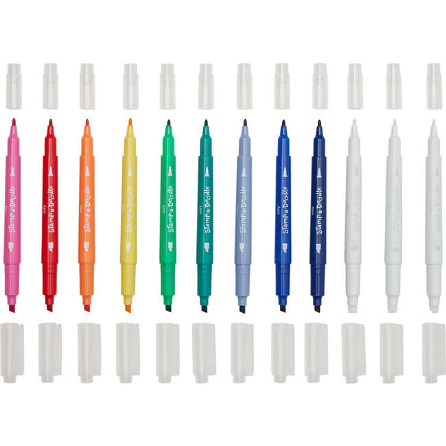 Stamp-A-Doodle Double-Ended Markers (Set of 12 w/ 9 Colors)