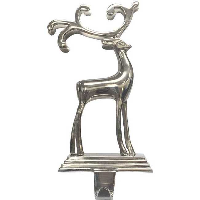 Silver Reindeer Stocking Hanger - Stockings - 1