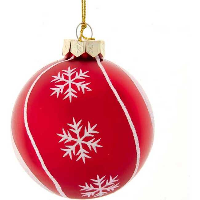 Red with Snowflake Swirls Glass Ball Ornaments, 6-Piece Set - Ornaments - 1