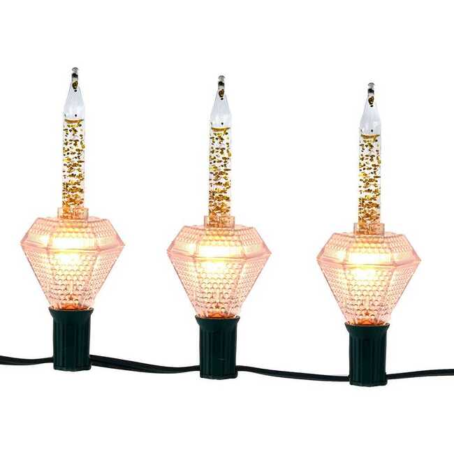 7-Light Gold Glitter Diamond Bubble Light Set - Accents - 1
