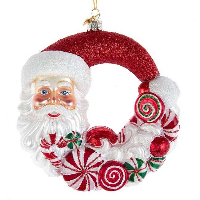 7-Inch Bellisimo Santa Candy Wreath Ornament - Ornaments - 1