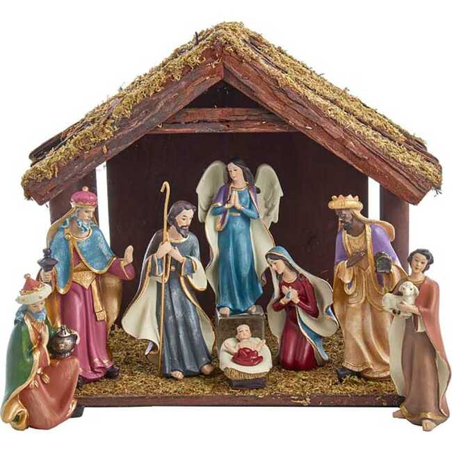 6.25-Inch Nativity Set with 11-Inch Stable, 8 Piece Set - Accents - 1