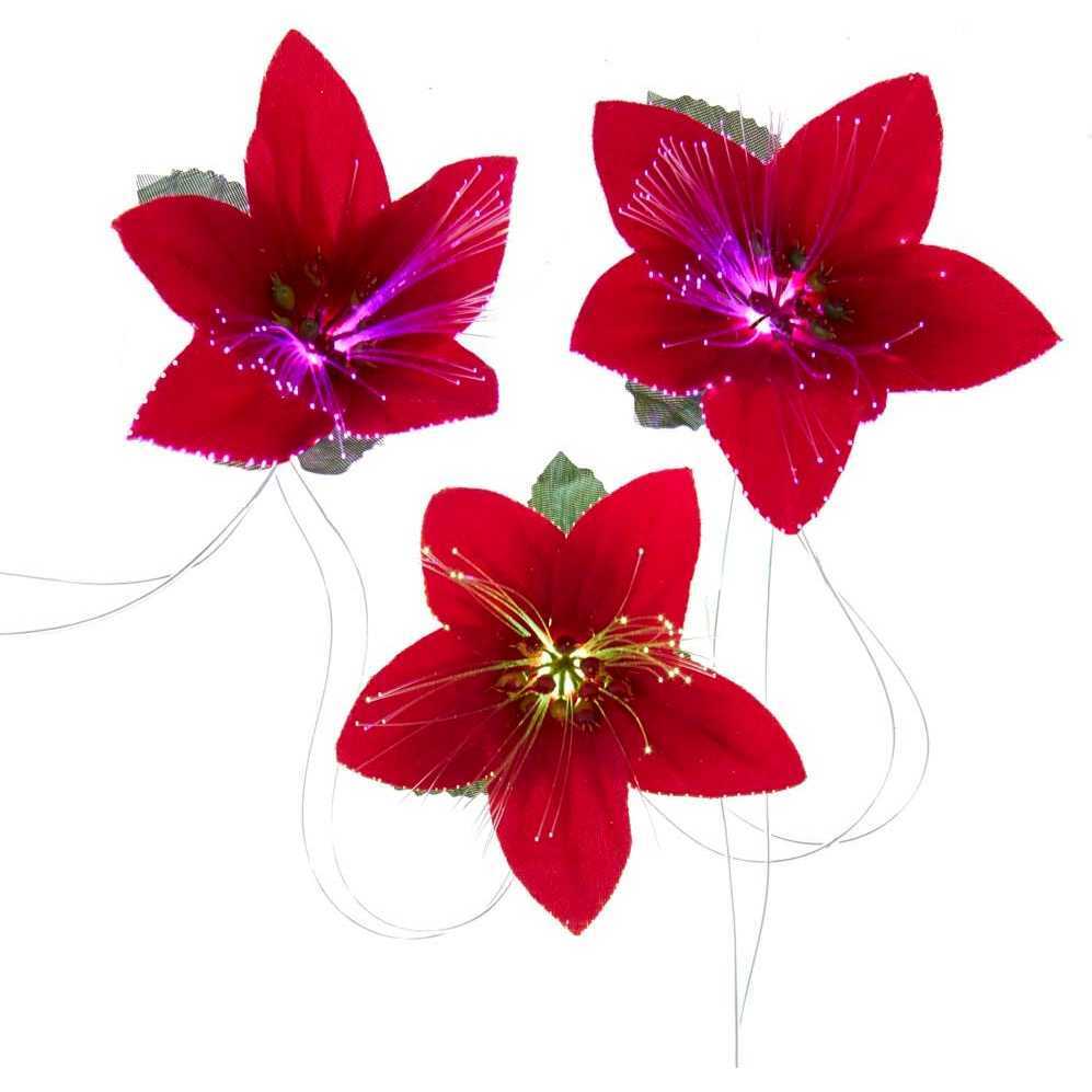 10-Light LED Fiber Optic Poinsettia - Accents - 1