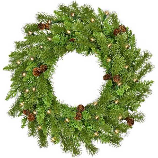24-Inch Pre-Lit Clear Incandescent Pinecone Wreath - Wreaths - 1