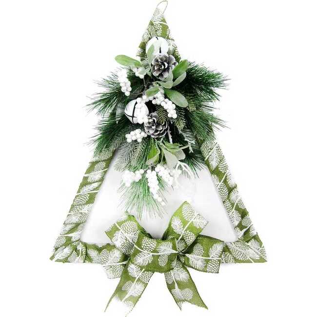 21-Inch Fabric Green Triangle Wreath with Foliage - Wreaths - 1