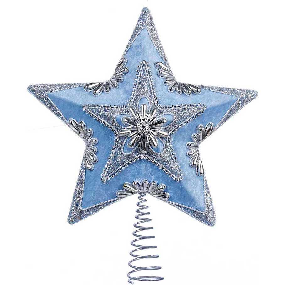 13.5-Inch Pale Blue and Silver Star Treetop - Tree Toppers - 1
