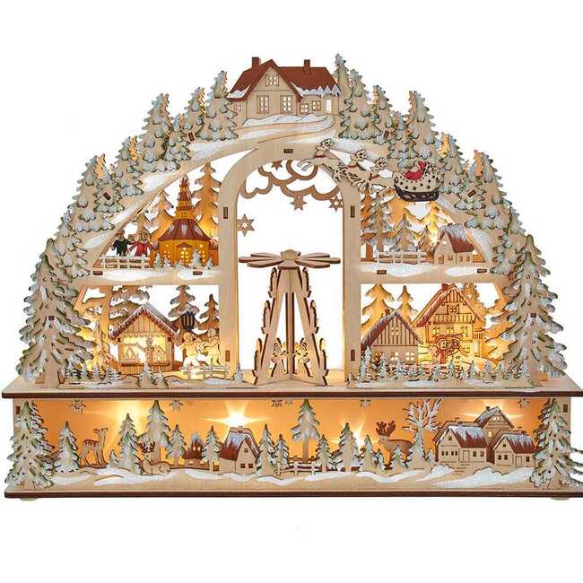 13.8-Inch Battery-Operated Light Up Christmas Village with Santa - Accents - 1