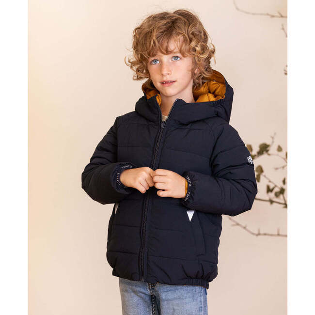 Eco-Reversible Puffer, Matte Ink Navy And Honey