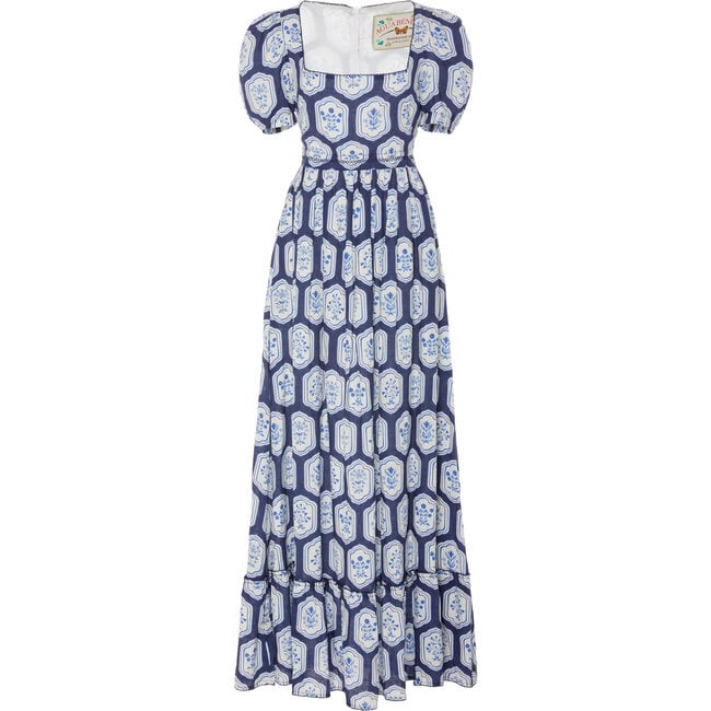Womens Pomelo Dress, White & Blue - Dresses - 1