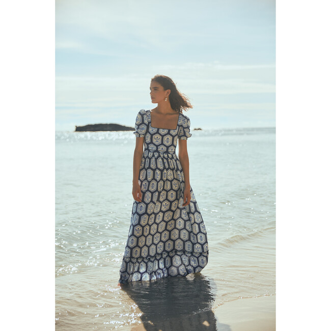 Womens Pomelo Dress, White & Blue - Dresses - 2