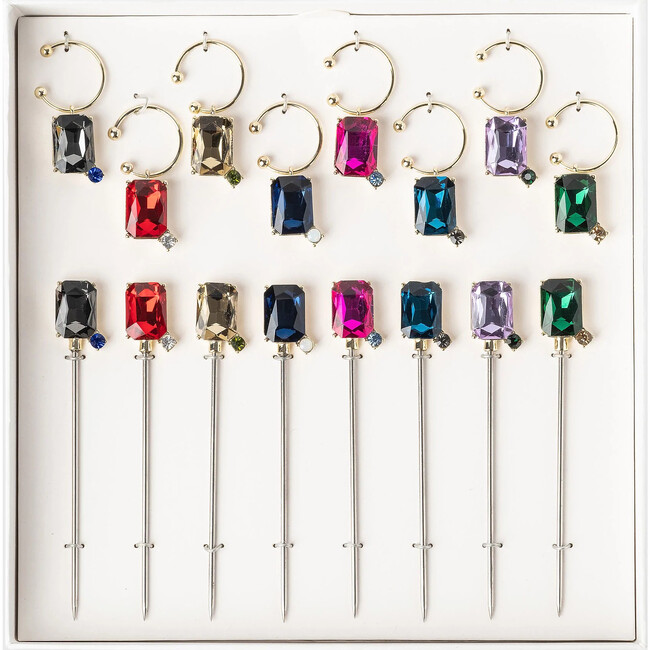 Party Set of Cocktail Pics and Wine Charms, Multi - Accents - 2