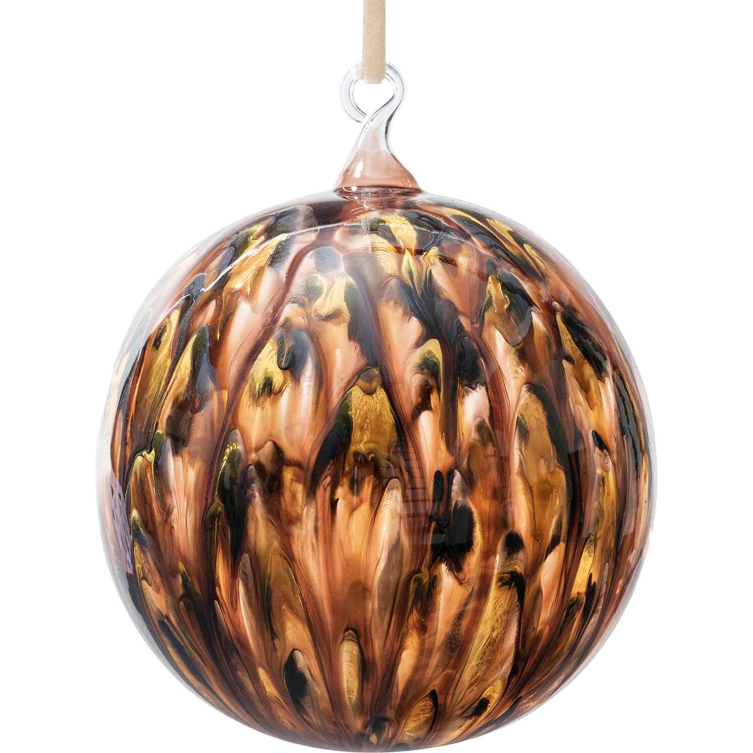 Feather Paint Large Glass Balls, Tortoiseshell - Ornaments - 1