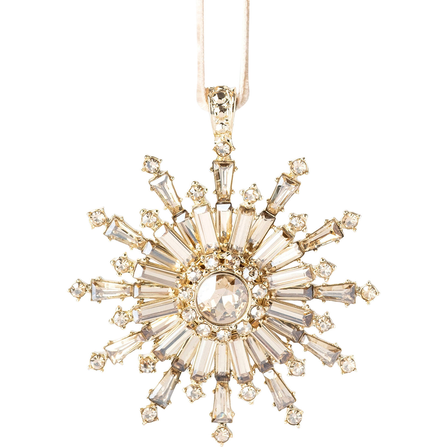 Dazzling Snowflake Hanging Ornament, Gold - Ornaments - 1