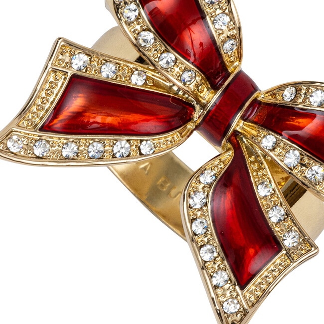 Enamel Bow Skinny Napkin Rings, Red - Tabletop - 3
